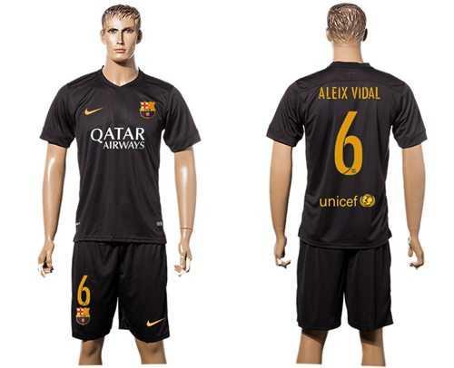 Barcelona #6 Aleix Vidal Black Soccer Club Jersey
