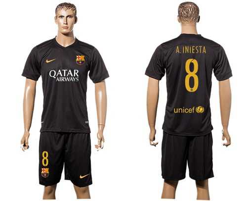 Barcelona #8 A.Iniesta Black Soccer Club Jersey