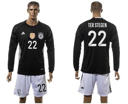 Germany #22 Ter Stegen Black Goalkeeper Long Sleeves Soccer Country Jersey