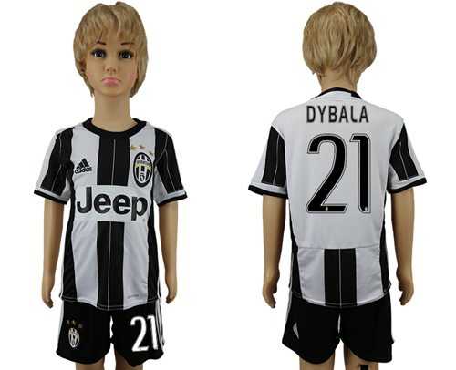Juventus #21 Dybala Home Kid Soccer Club Jersey