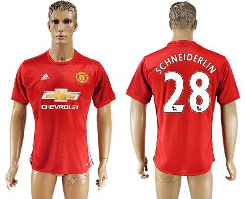 Manchester United #28 Schneiderlin Red Home Soccer Club Jersey