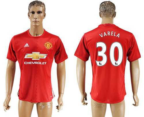 Manchester United #30 Varela Red Home Soccer Club Jersey