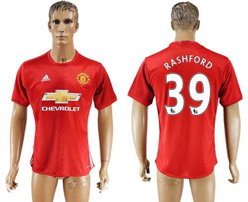 Manchester United #39 Rashford Red Home Soccer Club Jersey