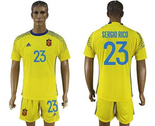 Spain #23 Sergio Rico Yellow Goalkeeper Soccer Country Jersey