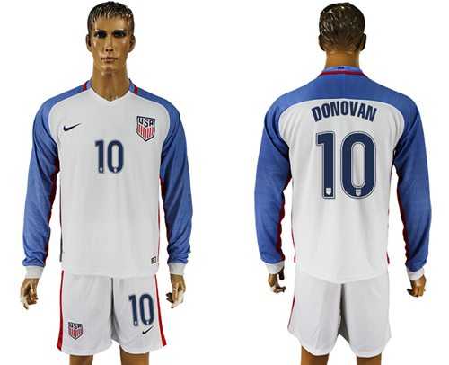 USA #10 Donovan Home Long Sleeves Soccer Country Jersey
