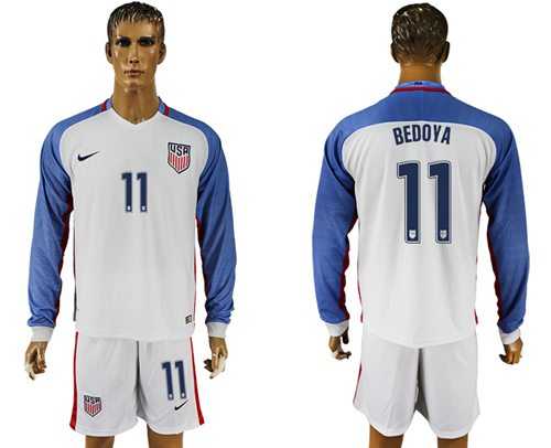 USA #11 Bedoya Home Long Sleeves Soccer Country Jersey
