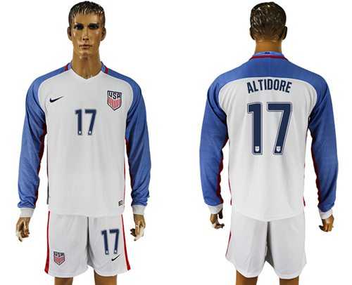 USA #17 Altidore Home Long Sleeves Soccer Country Jersey