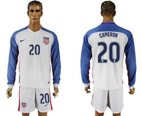 USA #20 Cameron Home Long Sleeves Soccer Country Jersey