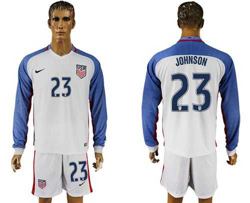 USA #23 Johnson Home Long Sleeves Soccer Country Jersey