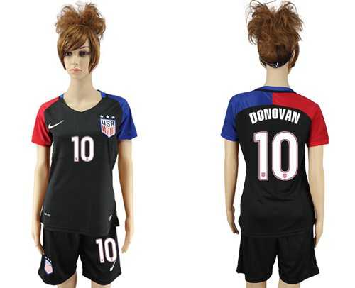 Women's USA #10 Donovan Away Soccer Country Jersey
