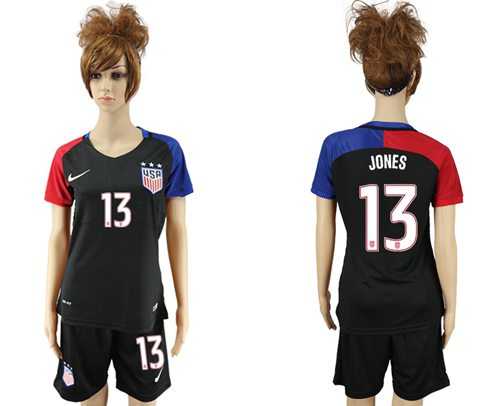 Women's USA #13 Jones Away Soccer Country Jersey