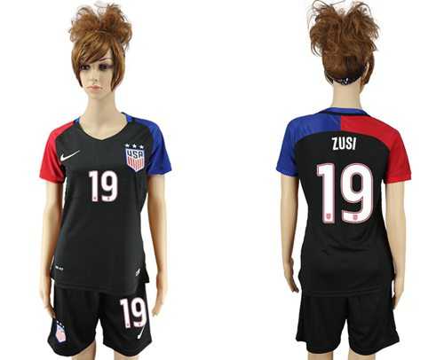 Women's USA #19 Zusi Away Soccer Country Jersey