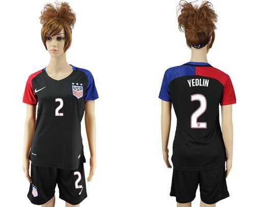 Women's USA #2 Yedlin Away Soccer Country Jersey