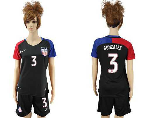 Women's USA #3 Gonzalez Away Soccer Country Jersey