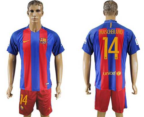 Barcelona #14 Mascherano Home Soccer Club Jersey