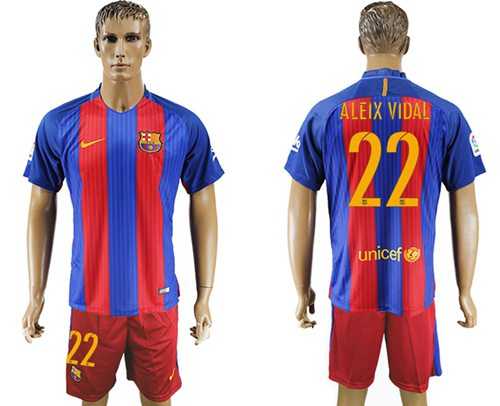Barcelona #22 Aleix Vidal Home Soccer Club Jersey