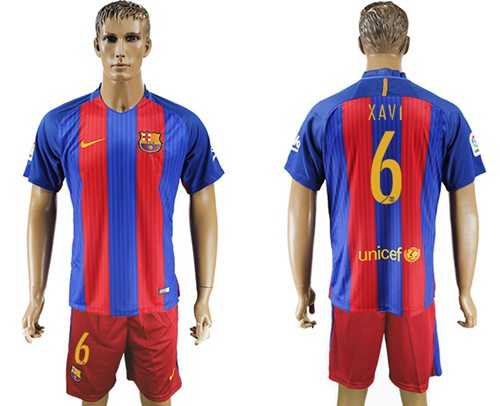 Barcelona #6 Xavi Home Soccer Club Jersey