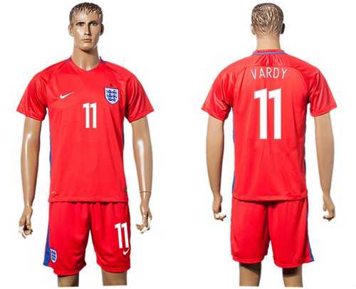England #11 Vardy Away Soccer Country Jersey