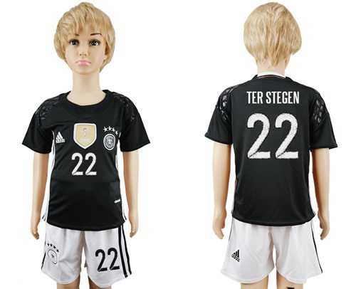 Germany #22 Ter Stegen Goalkeeper Kid Soccer Country Jersey
