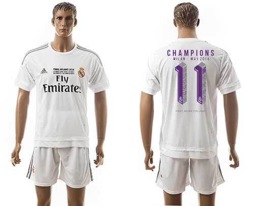 Real Madrid #11 Champions White Home Soccer Club Jersey
