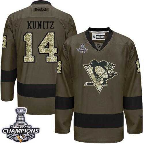 Pittsburgh Penguins #14 Chris Kunitz Green Salute to Service 2016 Stanley Cup Champions Stitched NHL Jersey