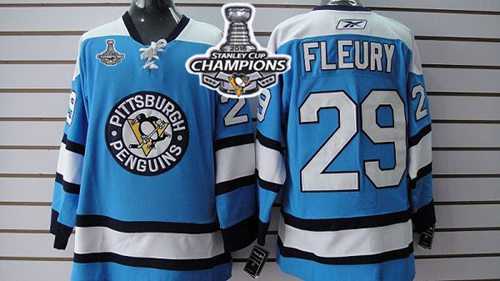 Pittsburgh Penguins #29 Andre Fleury Blue 2016 Stanley Cup Champions Stitched NHL Jersey