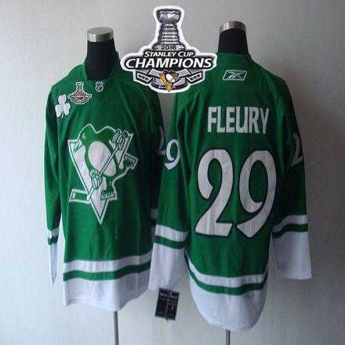 Pittsburgh Penguins #29 Andre Fleury St. Patty's Day 2016 Stanley Cup Champions Stitched NHL Jersey