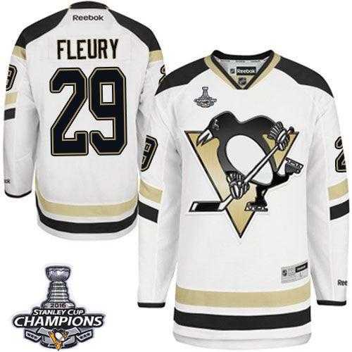 Pittsburgh Penguins #29 Andre Fleury White 2014 Stadium Series 2016 Stanley Cup Champions Stitched NHL Jersey