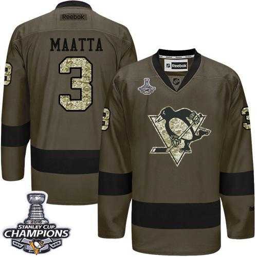 Pittsburgh Penguins #3 Olli Maatta Green Salute to Service 2016 Stanley Cup Champions Stitched NHL Jersey
