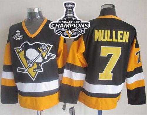 Pittsburgh Penguins #7 Joe Mullen Black CCM Throwback 2016 Stanley Cup Champions Stitched NHL Jersey