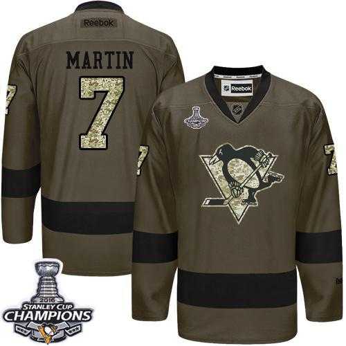 Pittsburgh Penguins #7 Paul Martin Green Salute to Service 2016 Stanley Cup Champions Stitched NHL Jersey