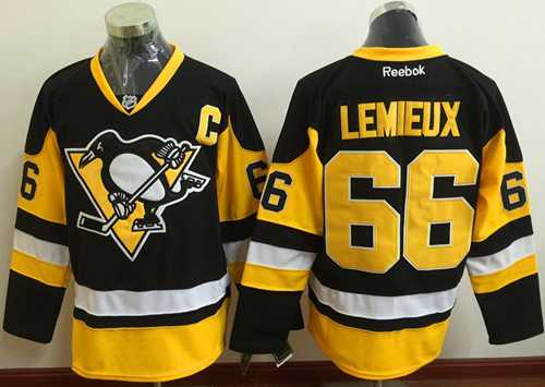 Pittsburgh Penguins #66 Mario Lemieux Black Alternate Stitched NHL Jersey