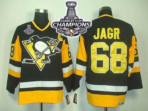 Pittsburgh Penguins #68 Jaromir Jagr Black CCM Throwback 2016 Stanley Cup Champions Stitched NHL Jersey