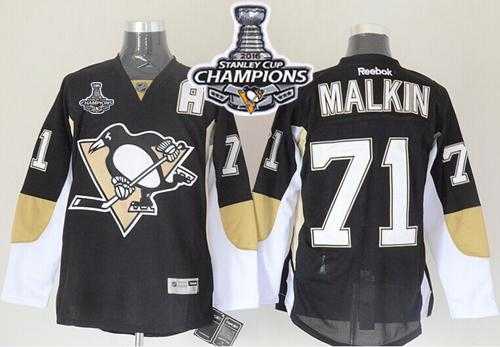 Pittsburgh Penguins #71 Evgeni Malkin Black 2016 Stanley Cup Champions Stitched NHL Jersey