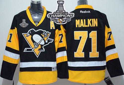 Pittsburgh Penguins #71 Evgeni Malkin Black Alternate 2016 Stanley Cup Champions Stitched Youth NHL Jersey