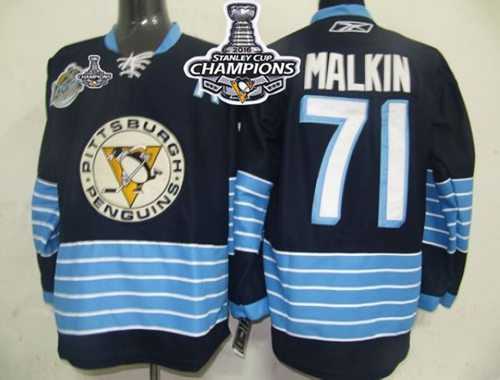 Pittsburgh Penguins #71 Evgeni Malkin Dark BLue 2011 Winter Classic Vintage 2016 Stanley Cup Champions Stitched NHL Jersey