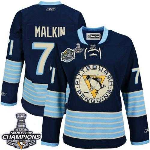 Pittsburgh Penguins #71 Evgeni Malkin Women 2011 Winter Classic Vintage Dark Blue 2016 Stanley Cup Champions Stitched NHL Jersey