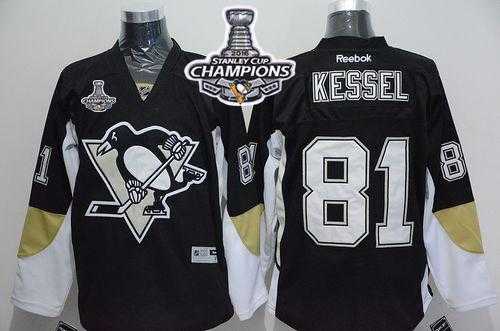 Pittsburgh Penguins #81 Phil Kessel Black Home 2016 Stanley Cup Champions Stitched NHL Jersey