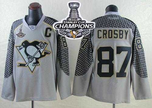 Pittsburgh Penguins #87 Sidney Crosby Charcoal Cross Check Fashion 2016 Stanley Cup Champions Stitched NHL Jersey