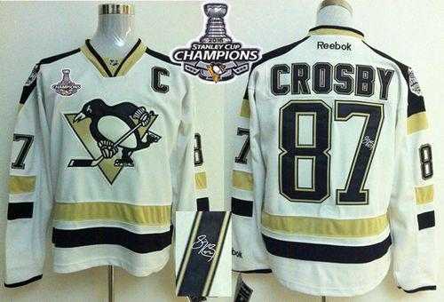 Pittsburgh Penguins #87 Sidney Crosby White 2014 Stadium Series Autographed 2016 Stanley Cup Champions Stitched NHL Jersey