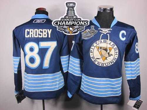 Pittsburgh Penguins #87 Sidney Crosby Women 2011 Winter Classic Vintage Dark Blue 2016 Stanley Cup Champions Stitched NHL Jersey
