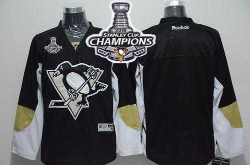 Pittsburgh Penguins Blank Black 2016 Stanley Cup Champions Stitched NHL Jersey