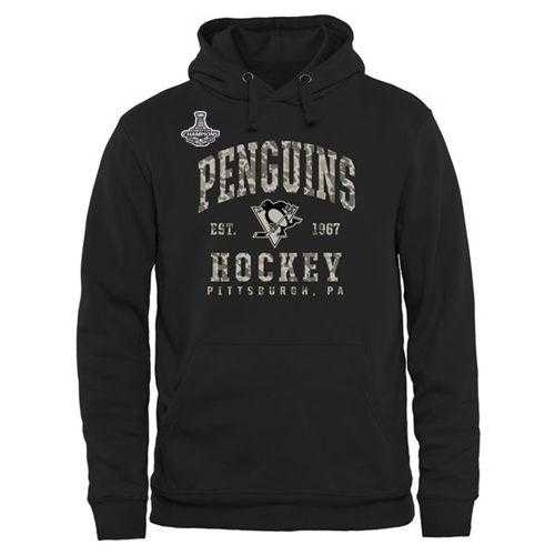 Men's Pittsburgh Penguins Black Camo Stack 2016 Stanley Cup Champions Pullover Hoodie