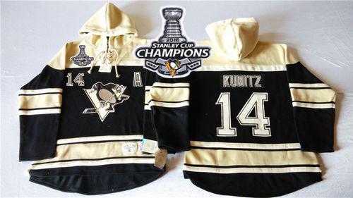 Pittsburgh Penguins #14 Chris Kunitz Black Sawyer Hooded Sweatshirt 2016 Stanley Cup Champions Stitched NHL Jersey