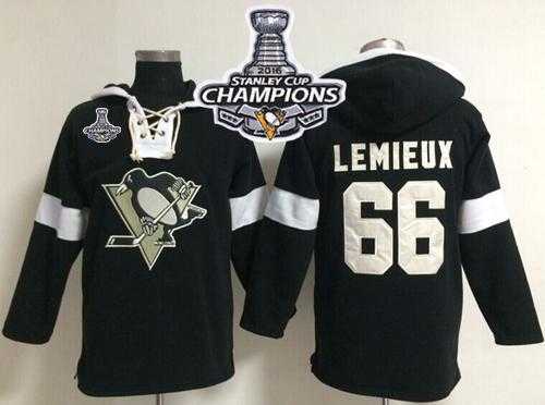 Pittsburgh Penguins #66 Mario Lemieux Black 2016 Stanley Cup Champions NHL Pullover Hoodie