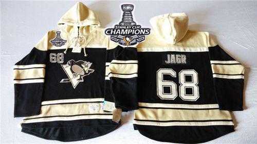 Pittsburgh Penguins #68 Jaromir Jagr Black Sawyer Hooded Sweatshirt 2016 Stanley Cup Champions Stitched NHL Jersey