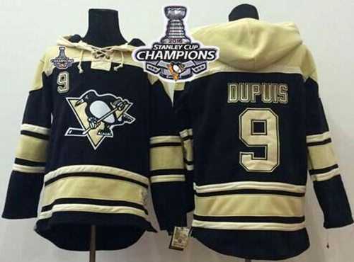 Pittsburgh Penguins #9 Pascal Dupuis Black Sawyer Hooded Sweatshirt 2016 Stanley Cup Champions Stitched NHL Jersey
