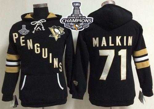 Women's Pittsburgh Penguins #71 Evgeni Malkin Black 2016 Stanley Cup Champions Old Time Heidi NHL Hoodie
