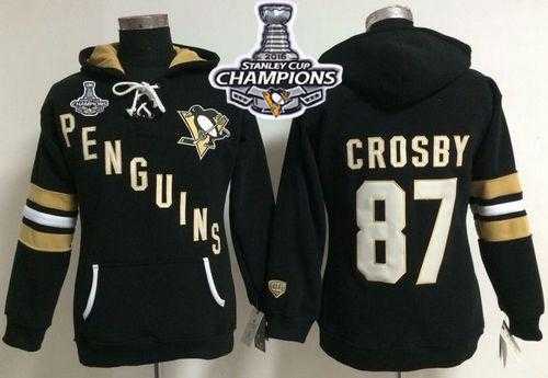 Women's Pittsburgh Penguins #87 Sidney Crosby Black 2016 Stanley Cup Champions Old Time Heidi NHL Hoodie