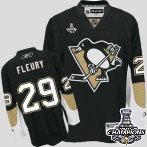 Youth Pittsburgh Penguins #29 Andre Fleury Black 2016 Stanley Cup Champions Stitched NHL Jersey